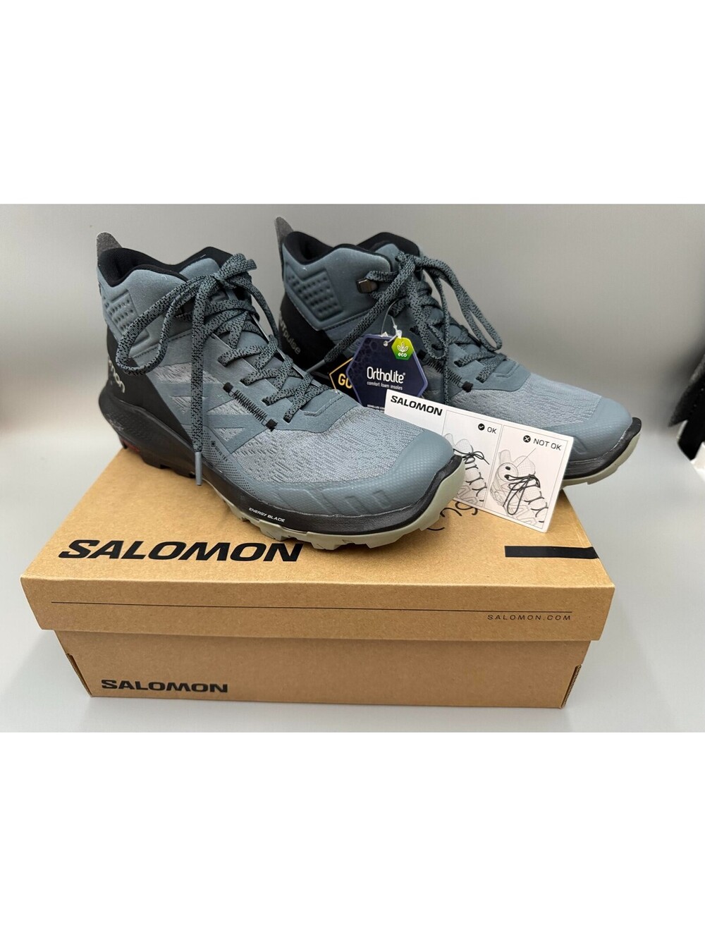 Women's Salomon OUTpulse Mid GTX GORE-TEX Hiking Shoes Stormy Weather, Sz 9 NIB